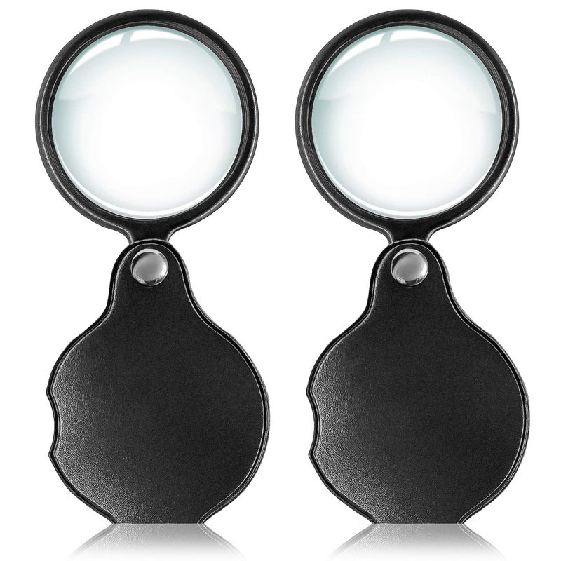 Wapodeai 2pcs 10x Small Pocket Magnify Glass Apply to Reading Science Jewelry Hobbies Books