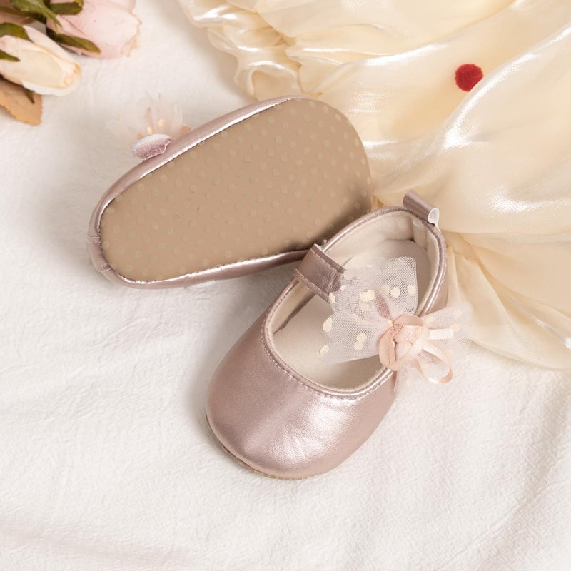 Meckior Infant Baby Girls Soft Sole Bowknot Princess Wedding Dress Mary Jane Flats Prewalker Newborn Light Baby Sneaker Shoes - Image 4