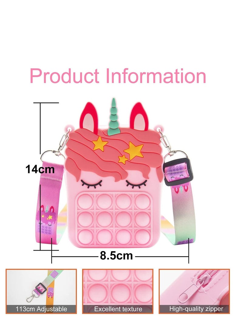 JOMILA Pop Fidget Toys It Unicorn Shoulder Bag, Pop Fidget Toys It Purse, Popper Push Bubble Fidget Sensory Stress Release Toys for Kids, School Supplies Backpack Messenger Bag for Girls - Image 4
