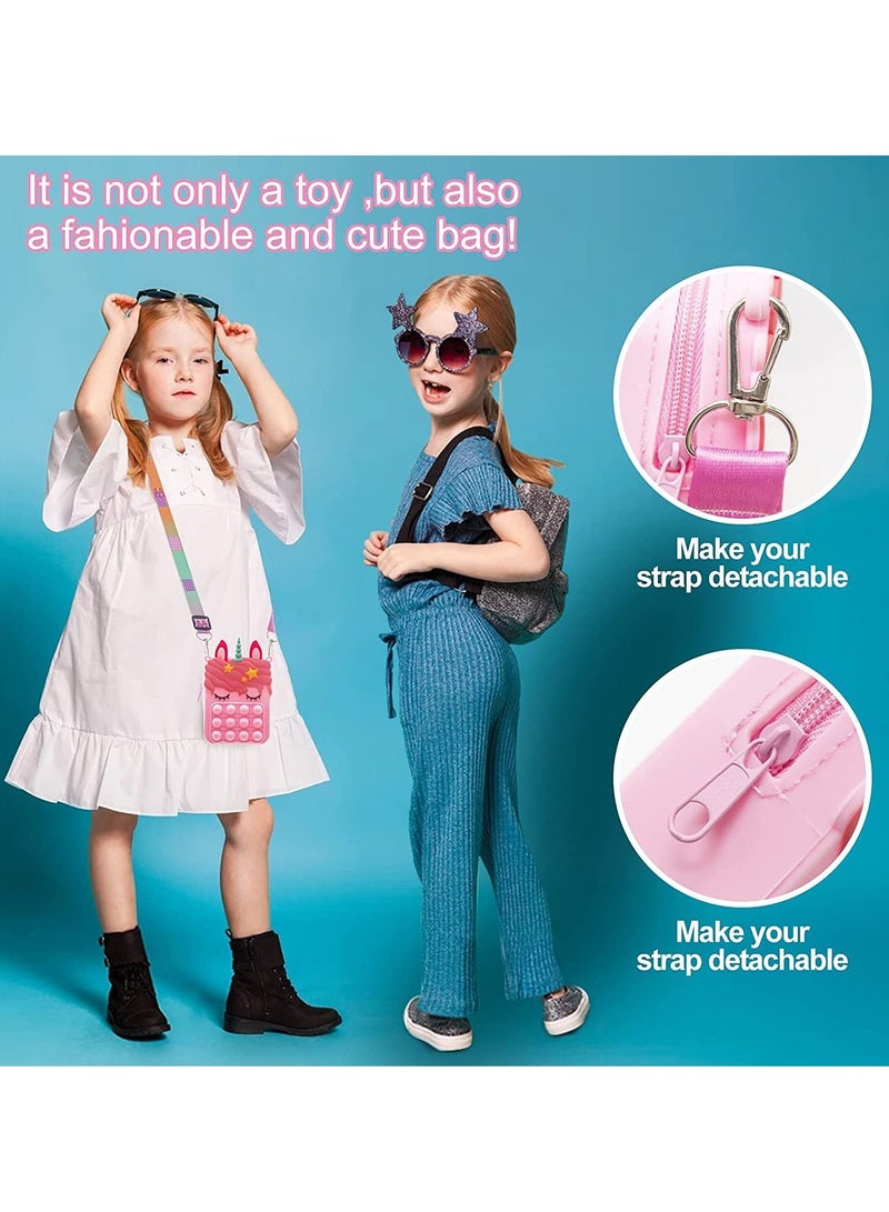 JOMILA Pop Fidget Toys It Unicorn Shoulder Bag, Pop Fidget Toys It Purse, Popper Push Bubble Fidget Sensory Stress Release Toys for Kids, School Supplies Backpack Messenger Bag for Girls - Image 3