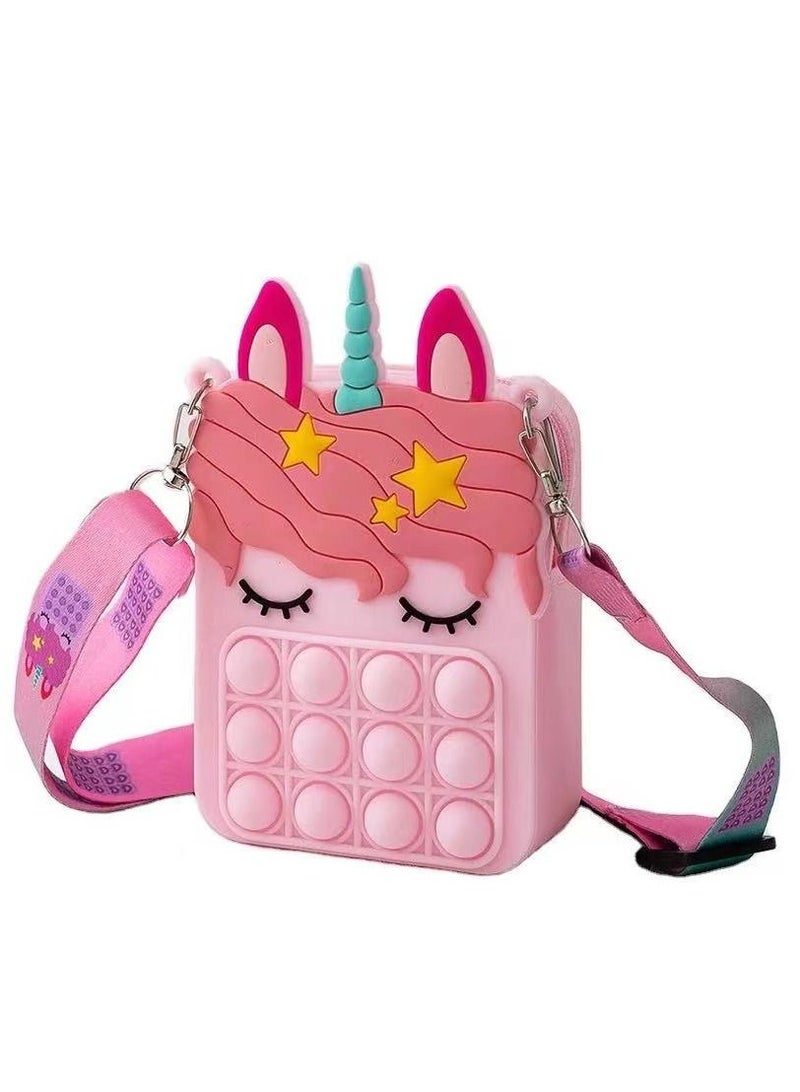 JOMILA Pop Fidget Toys It Unicorn Shoulder Bag, Pop Fidget Toys It Purse, Popper Push Bubble Fidget Sensory Stress Release Toys for Kids, School Supplies Backpack Messenger Bag for Girls - Image 1