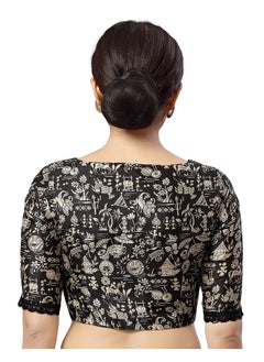 Studio Shringaar Studio Shringaar Women's Readymade Polyester WarliArt Saree Blouse with Elbow Length Sleeve (Black_38)  - Image 2