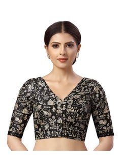 Studio Shringaar Studio Shringaar Women's Readymade Polyester WarliArt Saree Blouse with Elbow Length Sleeve (Black_38)  - Image 1