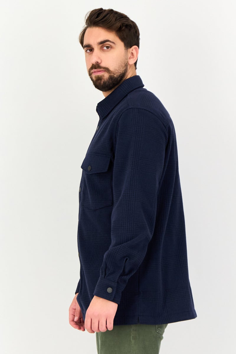 Celio Men Checkered Jacket Shirt, Navy - Image 2