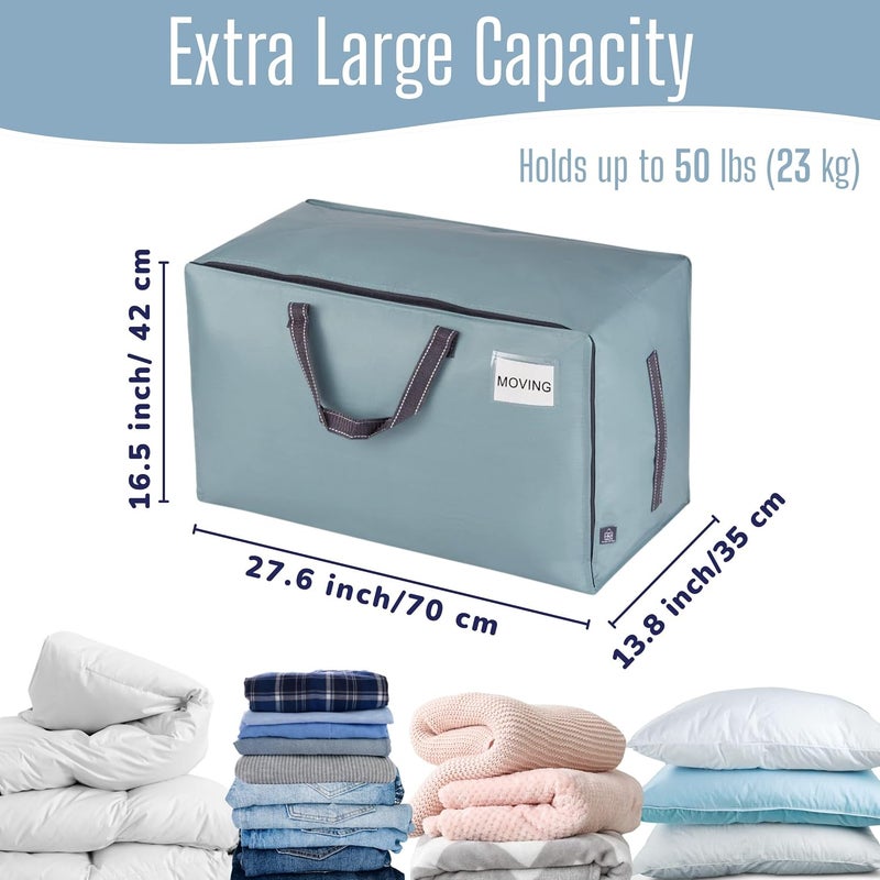 VENO 4 Pack Heavy-Duty Oversize Large Storage Bag Organizer with Zips and Tag Pocket for Moving, Clothes Storage, Laundry Bag, House Essentials, Sustainable, Water-Resistant (Light Blue, 4 Pack) - Image 4