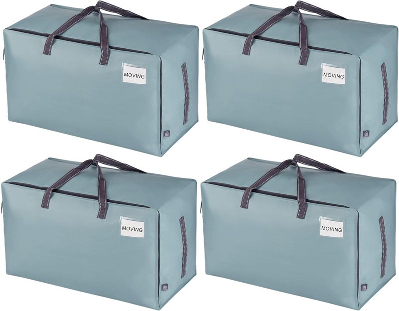 VENO 4 Pack Heavy-Duty Oversize Large Storage Bag Organizer with Zips and Tag Pocket for Moving, Clothes Storage, Laundry Bag, House Essentials, Sustainable, Water-Resistant (Light Blue, 4 Pack) - Image 1