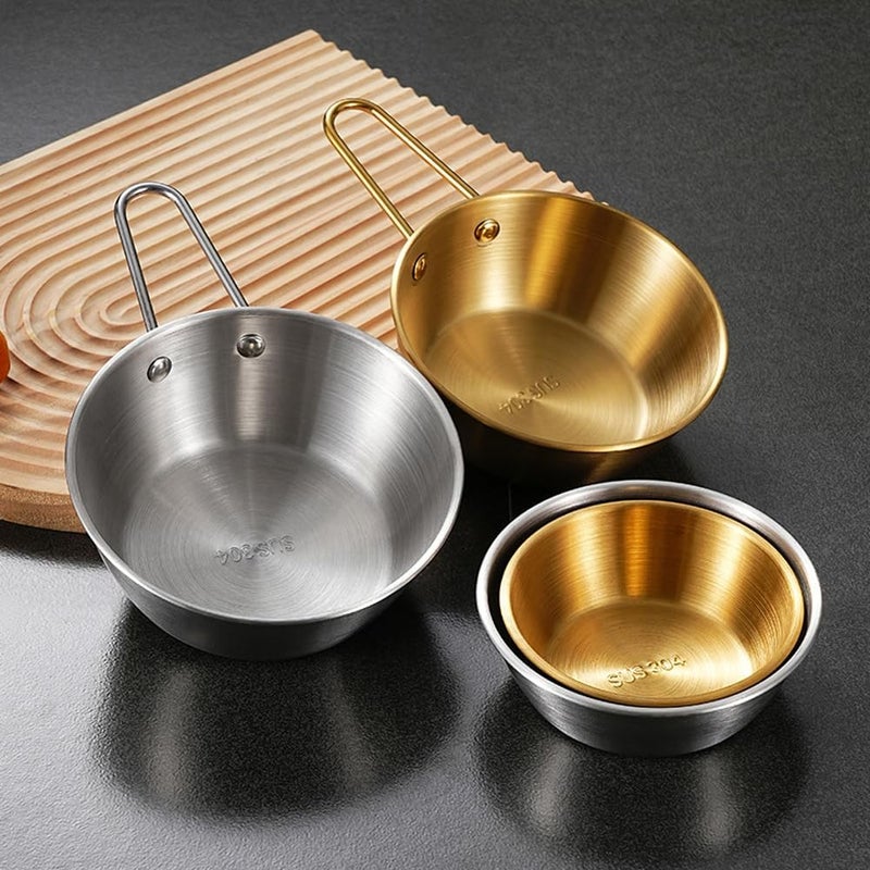 lasenersm 4 Pieces Wine Bowl Stainless Steel Rice Wine Bowl Round Rice Wine Cup Sauce Dish Condiment Dipping Bowl Seasoning Bowl Drink Bowl Sauce Bowl Snack Bowl Food ContainerGolden 136cm - Image 3