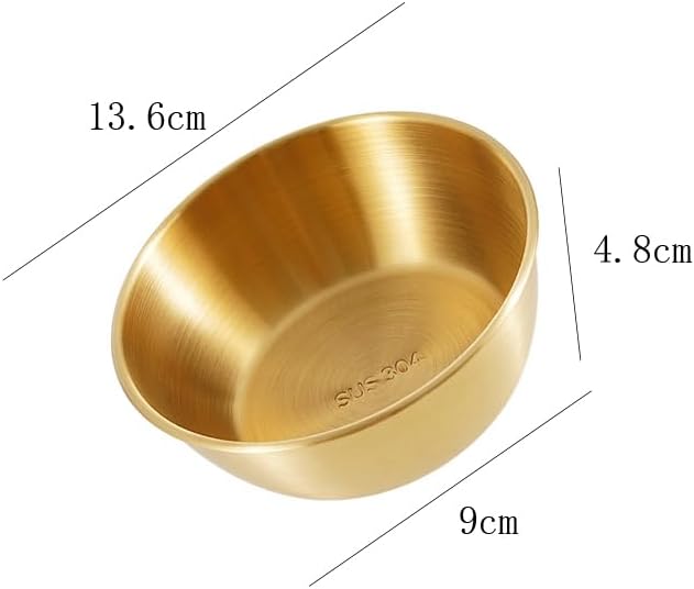 lasenersm 4 Pieces Wine Bowl Stainless Steel Rice Wine Bowl Round Rice Wine Cup Sauce Dish Condiment Dipping Bowl Seasoning Bowl Drink Bowl Sauce Bowl Snack Bowl Food ContainerGolden 136cm - Image 2