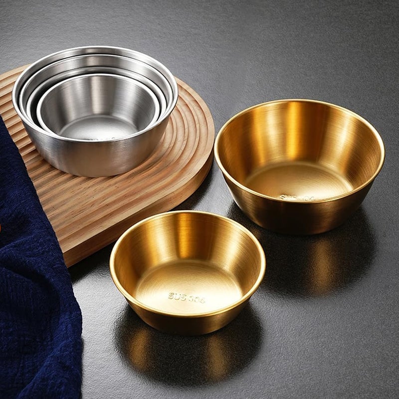 lasenersm 4 Pieces Wine Bowl Stainless Steel Rice Wine Bowl Round Rice Wine Cup Sauce Dish Condiment Dipping Bowl Seasoning Bowl Drink Bowl Sauce Bowl Snack Bowl Food ContainerGolden 136cm - Image 4