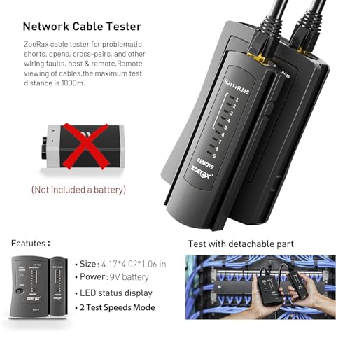 ZoeRax Ethernet Crimping Tool Kit RJ45 Crimp Tools,CAT5 Cat5e Cat6 RJ45 Crimping Tool Kit With Cable Tester, Multiply Stripper, Blades,50Pcs Cat 6 Pass Through Connectors and Strain Relief Boots - Image 4