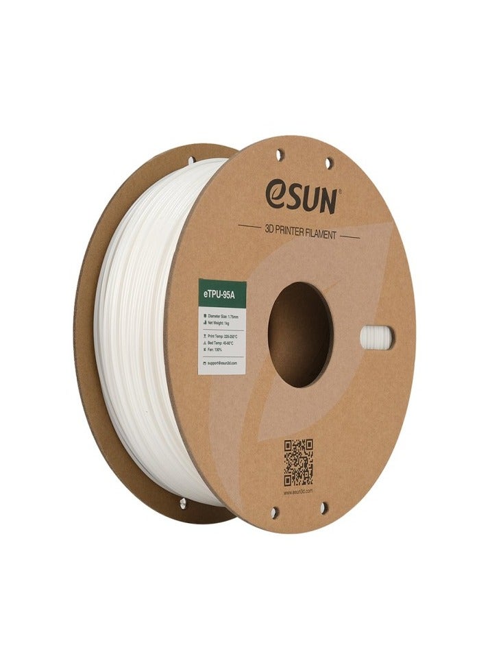 eSUN eTPU- 95A Flexible 3D Print Filament, White,1 kg - Image 1