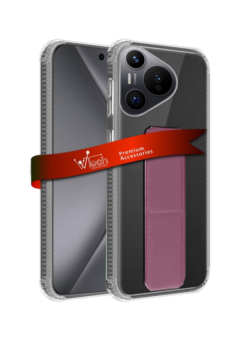 Wtech TPU Hand Grip Air Pillow Case Cover For Huawei Pura 70 Pro / Pura 70 Pro+ / Pura 70 Pro Plus 5G 2024 Clear/Pink