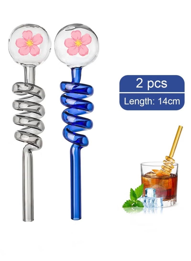 2pcs Premium Heat Resistant Glass Straw High Borosilicate Materia for Long lasting Use（Colour random） - Image 1