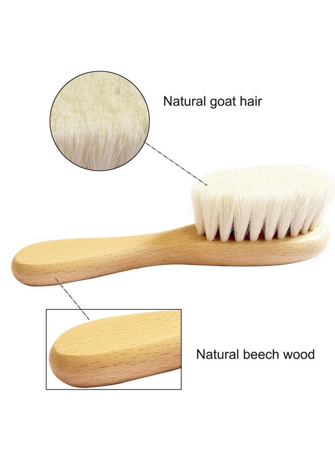 Molylove Baby Hair Brush with Wooden Handle and Comb Set for Newborns & Toddlers | Natural Soft Goat Bristles l Wood comb l Yellow Silicone Brush| Ideal for Cradle Cap (3PCS) - Image 1