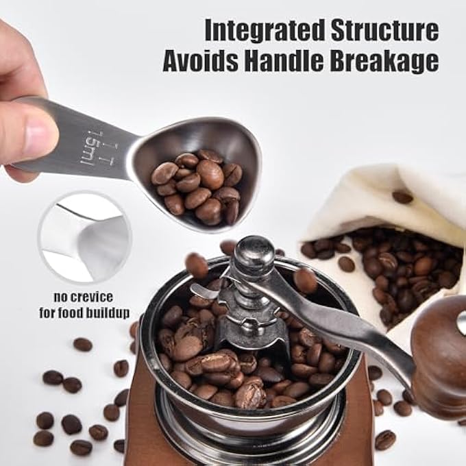 ريحني ملعقة طعام قهوة 1 ملعقة طعام ملعقة كبيرة من الفولاذ المقاوم للصدأ بمقبض قصير ملعقة صغيرة من المعدن المطحون حبوب القهوة مسحوق السكر 15 مل - Image 5