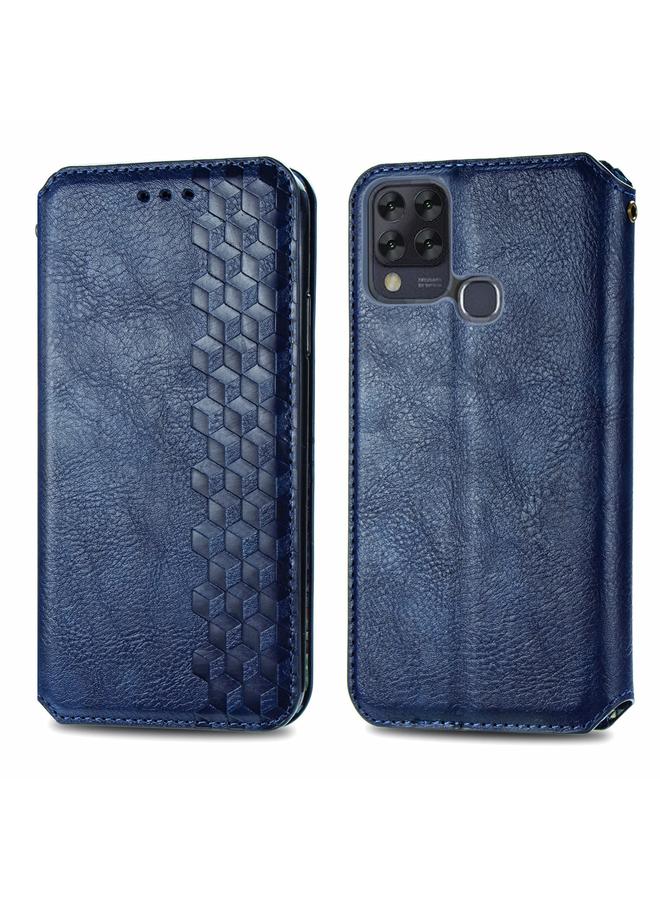 The Bros Phone Case For Infinix Hot 10T Cubic Grid Pressed Horizontal Flip Magnetic PU Leather Phone Case with Holder & Card Slots & Wallet  - Image 2