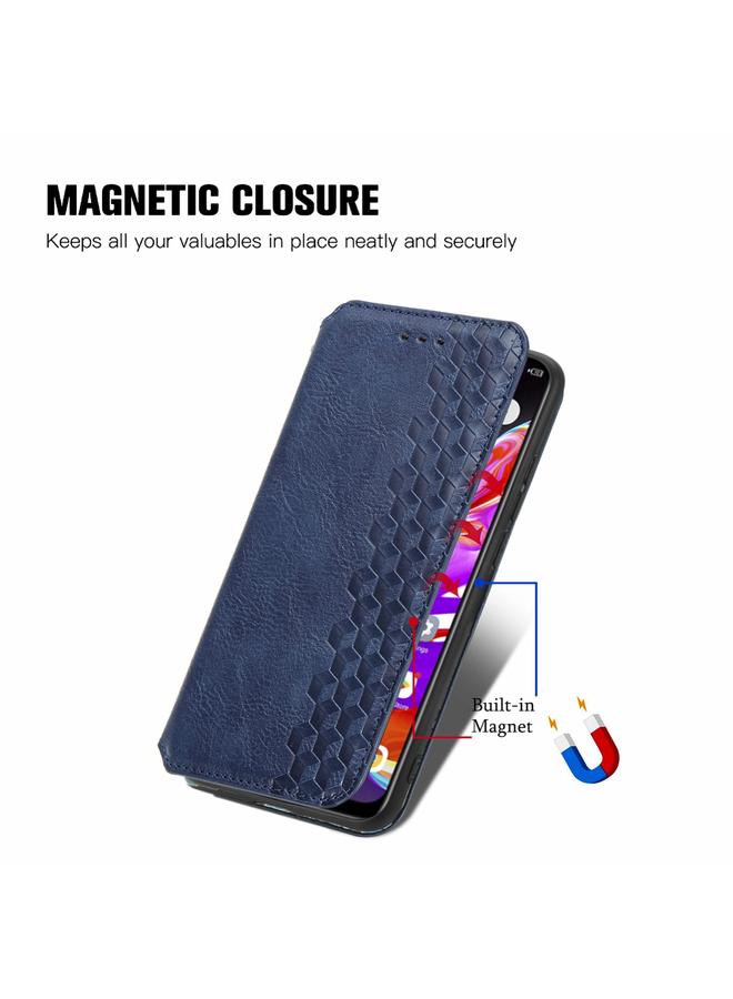 The Bros Phone Case For Infinix Hot 10T Cubic Grid Pressed Horizontal Flip Magnetic PU Leather Phone Case with Holder & Card Slots & Wallet  - Image 5