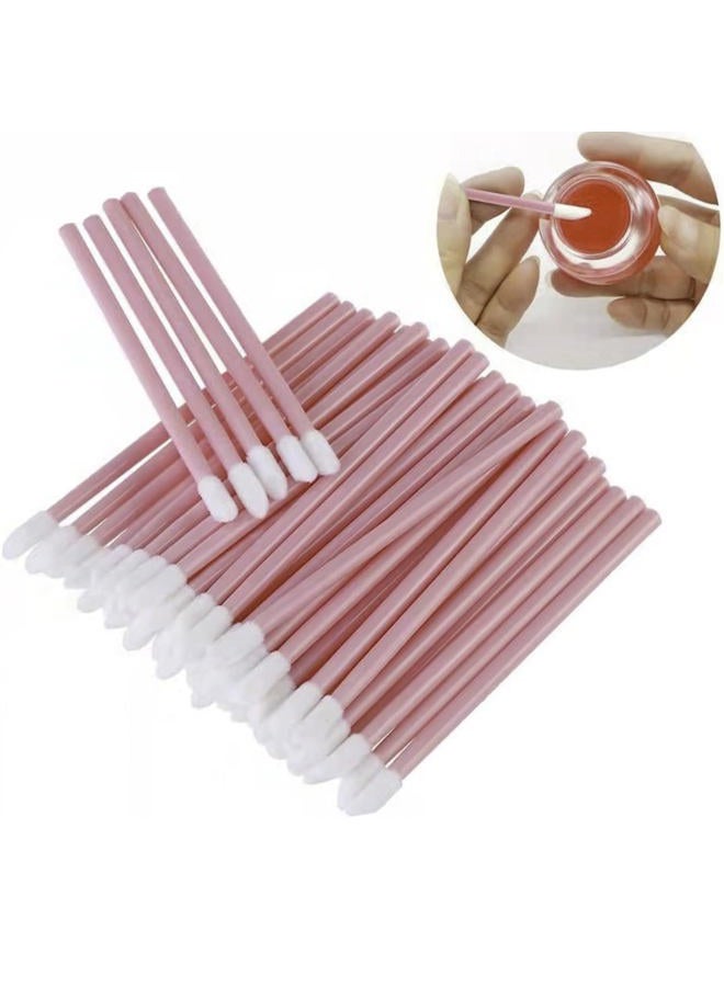 ELESDA 100PCS Lip Applicators Disposable, Lips Wands Lip Brush Applicator Lipstick Brush Lip Gloss Applicator Mascara Brush Makeup Tool, Pink - Image 1