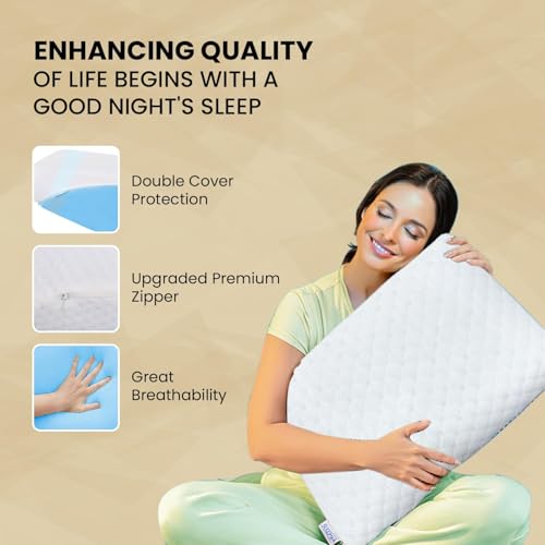 Sleepsia Orthopedic Cooling Gel Memory Foam Pillow | 1 Year Warranty | Cervical Pillows for Spondylitis Neck and Shoulder Pain Relief Support Bed Sleeping (Standard) White/Black - Image 5