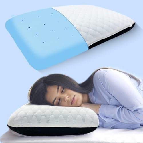 Sleepsia Orthopedic Cooling Gel Memory Foam Pillow | 1 Year Warranty | Cervical Pillows for Spondylitis Neck and Shoulder Pain Relief Support Bed Sleeping (Standard) White/Black - Image 1
