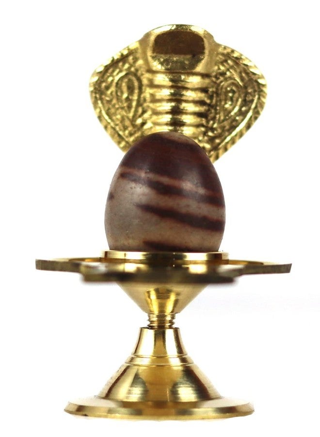 ASHIRWAD Narmadeshwar Shivling with Brass Jalheri (Yoni) Narmada River Banalinga Shiva Lingam Stone for Puja | AE000203-02 (2.75-inch) - Image 4