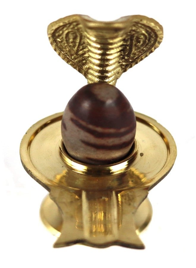 ASHIRWAD Narmadeshwar Shivling with Brass Jalheri (Yoni) Narmada River Banalinga Shiva Lingam Stone for Puja | AE000203-02 (2.75-inch) - Image 3