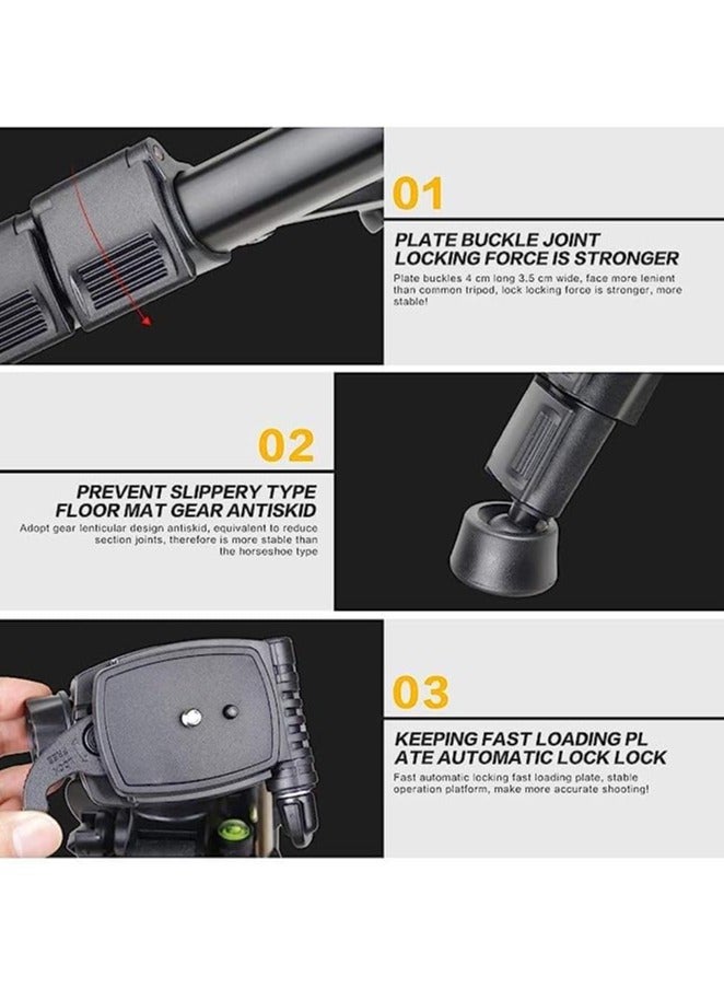 Jmary Jmary KP-2234 Professional Aluminium Tripod for All DSLR Cameras (Black) - Image 2