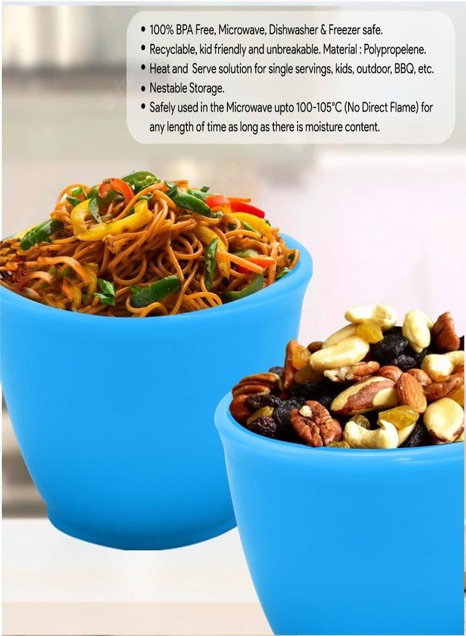 Simply Home Round Plain Katori Set, for use in Home/Office/Kitchen Set of 6 Pcs, 200 ml, Grey & Blue Color - Image 5