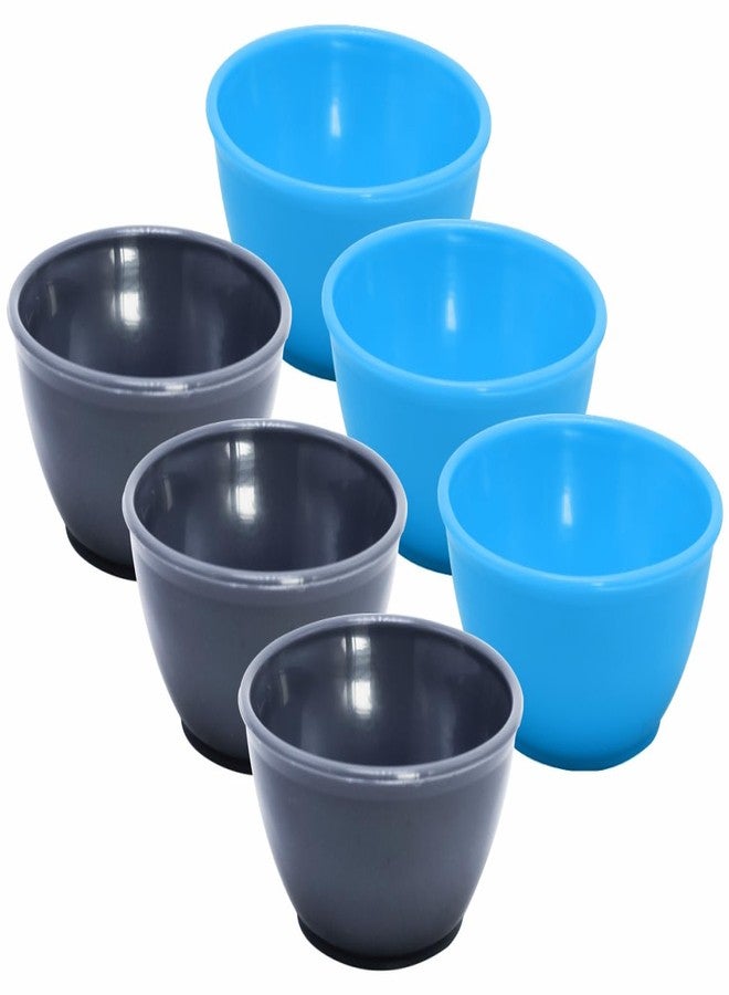 Simply Home Round Plain Katori Set, for use in Home/Office/Kitchen Set of 6 Pcs, 200 ml, Grey & Blue Color - Image 1