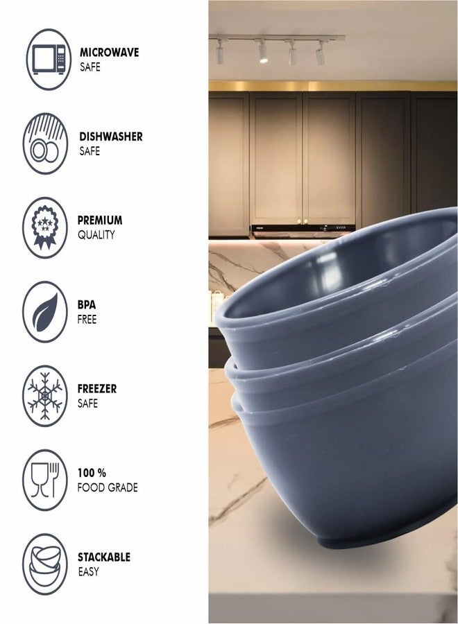 Simply Home Round Plain Katori Set, for use in Home/Office/Kitchen Set of 6 Pcs, 200 ml, Grey & Blue Color - Image 4
