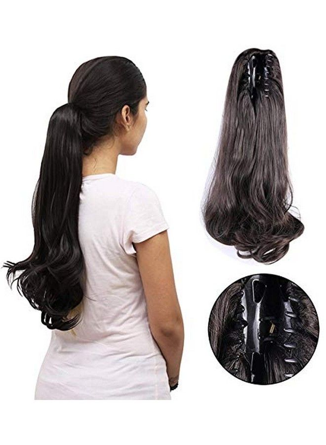 Foreign Holics Ponytails Hairpiece Straight Claw Clip Ponytail Hair Extensions 24 Inch (100G Dark Brown) - Image 1
