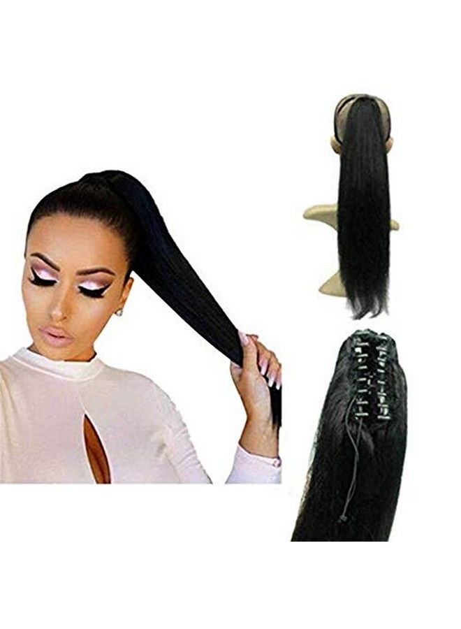 Foreign Holics Ponytails Hairpiece Straight Claw Clip Ponytail Hair Extensions 24 Inch (100G Dark Brown) - Image 3