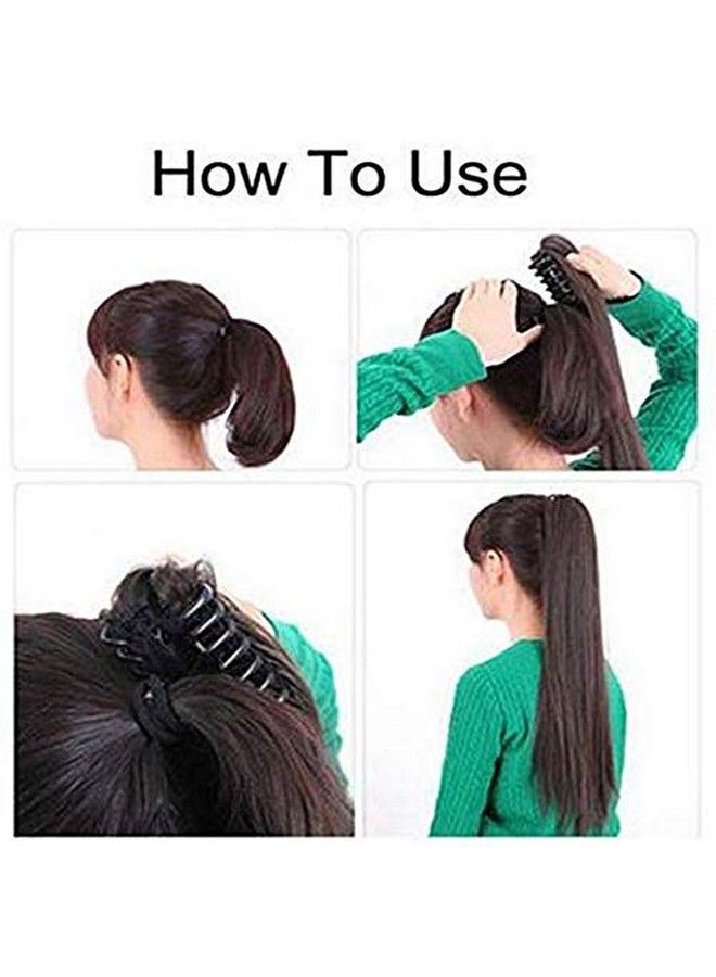 Foreign Holics Ponytails Hairpiece Straight Claw Clip Ponytail Hair Extensions 24 Inch (100G Dark Brown) - Image 4