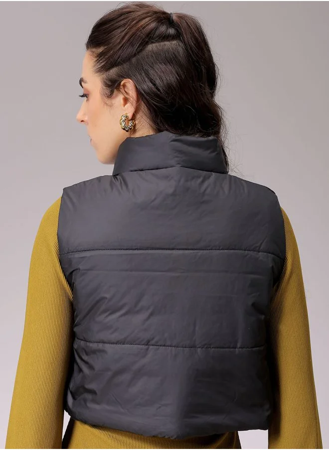 Freehand Women Regular Fit Solid Quilted Jacket