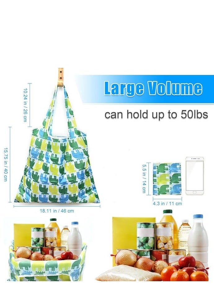 6 Pcs Reusable Grocery Bag, Foldable Eco-Friendly Shopping Bags, Lightweight Washable Ripstop Nylon Large Tote Bag