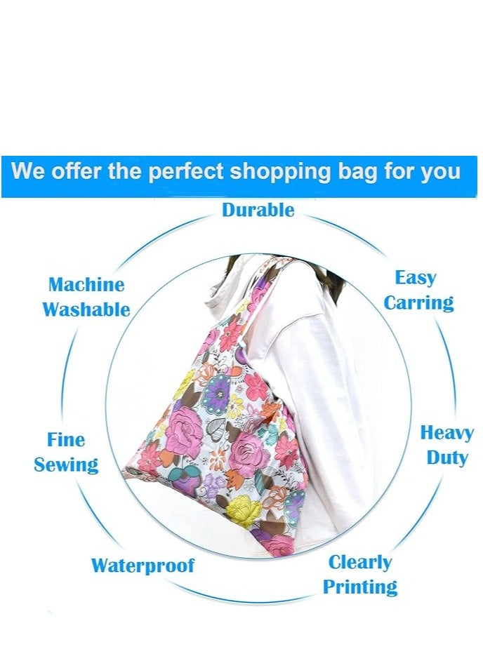6 Pcs Reusable Grocery Bag, Foldable Eco-Friendly Shopping Bags, Lightweight Washable Ripstop Nylon Large Tote Bag