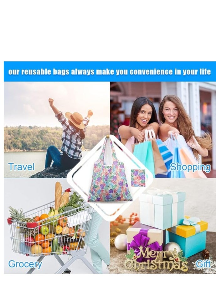 6 Pcs Reusable Grocery Bag, Foldable Eco-Friendly Shopping Bags, Lightweight Washable Ripstop Nylon Large Tote Bag