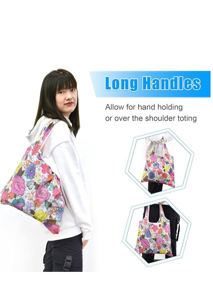 6 Pcs Reusable Grocery Bag, Foldable Eco-Friendly Shopping Bags, Lightweight Washable Ripstop Nylon Large Tote Bag