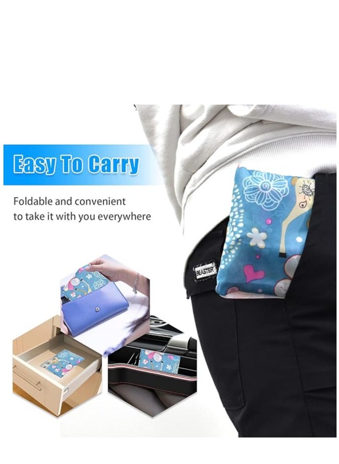 6 Pcs Reusable Grocery Bag, Foldable Eco-Friendly Shopping Bags, Lightweight Washable Ripstop Nylon Large Tote Bag