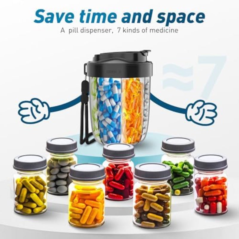 Seven compartment portable pill storage box  black - Image 4