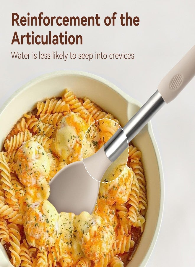 NCUE Silicone Cooking Utensils Set, NCUE 35 Pcs Kitchen Utensils Set with Holder, with Stainless Steel Handle Spatula Set, Spoons, Pasta Server, Cheese Grater, Masher, Scissors, Dishwasher Safe (Khaki) - Image 5