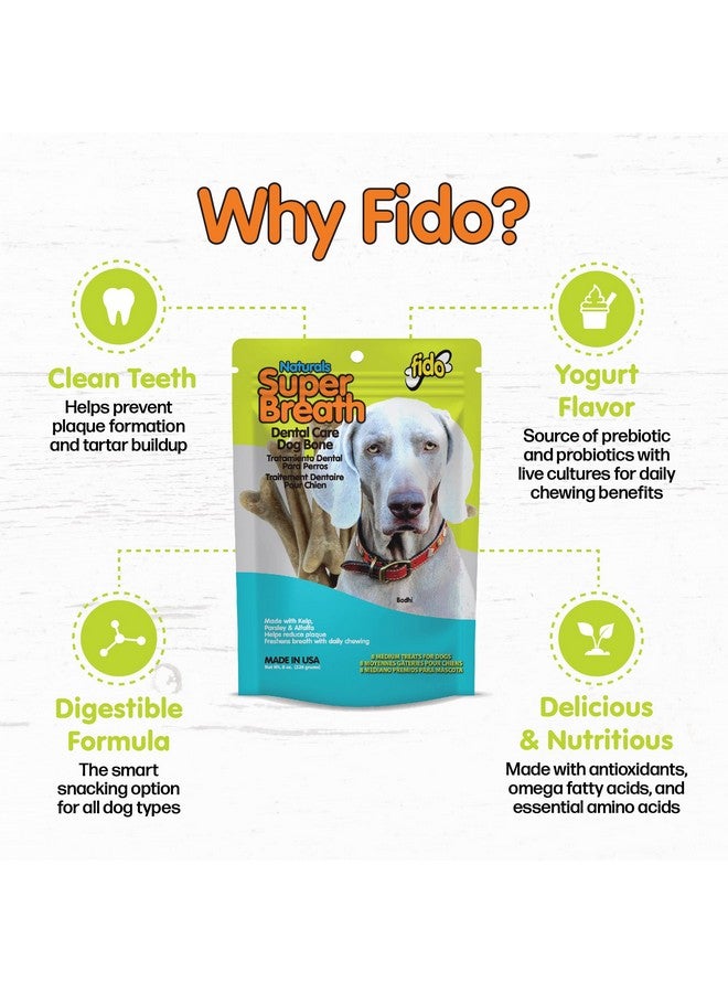 Fido Super Breath Dental Care Bones for Dogs - 8 Count Medium Dog Dental Treats for Medium Dogs (Made in USA) - Tasty Dog Dental Chews Help Reduce Plaque, Tartar Buildup, and Freshens Breath - Image 3