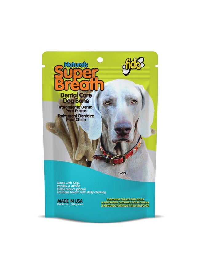Fido Super Breath Dental Care Bones for Dogs - 8 Count Medium Dog Dental Treats for Medium Dogs (Made in USA) - Tasty Dog Dental Chews Help Reduce Plaque, Tartar Buildup, and Freshens Breath - Image 1