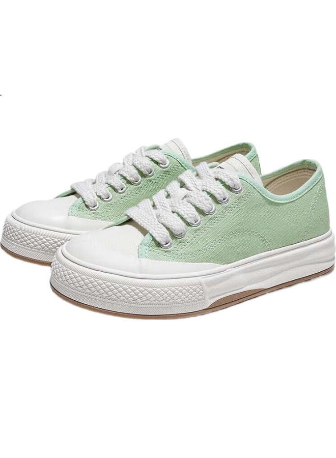 Leap Summer Breathable Canvas Shoes For Men And Women New Thick-Soled All-Match Couple Shoes Green Size 40 - Image 1