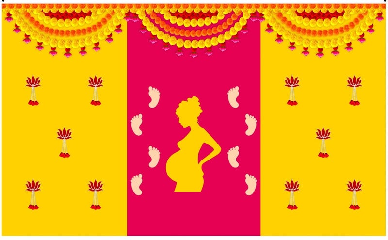 VINAYAKAMART seemantham Decoration Backdrop Traditional,Size 5x8 feet (VINAYAKA 27) Multi - Image 3