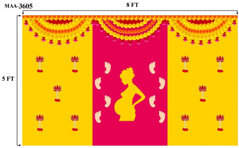 VINAYAKAMART seemantham Decoration Backdrop Traditional,Size 5x8 feet (VINAYAKA 27) Multi - Image 2