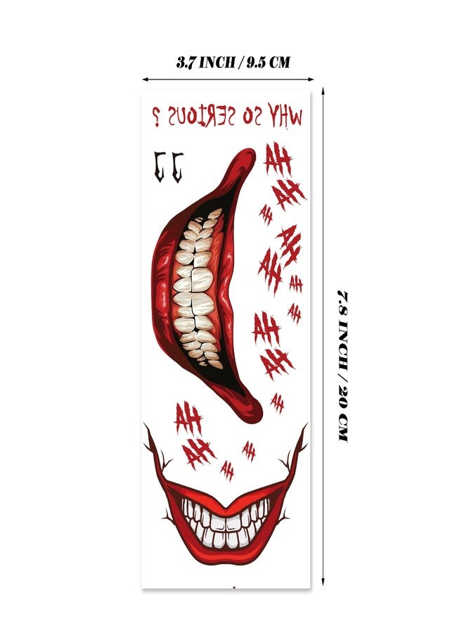 Kotbs 6 Sheets Creepy Smile Halloween Temporary Tattoos - Removable Mouth and HA HA Tattoos for Men, Women, Adults, and Kids Cosplay and Costume Parties - Image 3