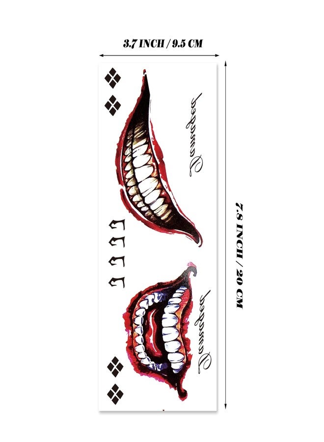 Kotbs 6 Sheets Creepy Smile Halloween Temporary Tattoos - Removable Mouth and HA HA Tattoos for Men, Women, Adults, and Kids Cosplay and Costume Parties - Image 4
