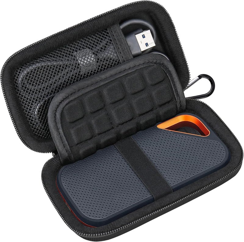Lacdo Hard Carrying Case for SanDisk Extreme Pro/SanDisk Extreme Portable External SSD 500GB 1TB 2TB 4TB USB-C Solid State Drive EVA Shockproof Protective Storage Travel Bag, Black+Black - Image 1