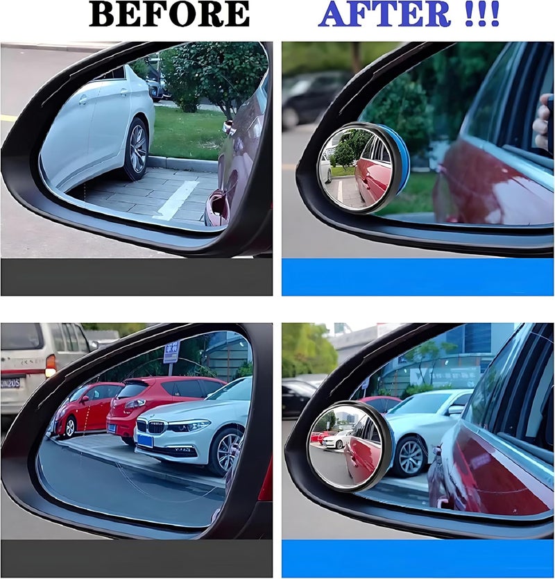 Biki Blind Spot Mirror HD Glass Frameless Convex Rear View Mirror, 5 cm Round, Pack of 2 - Image 2